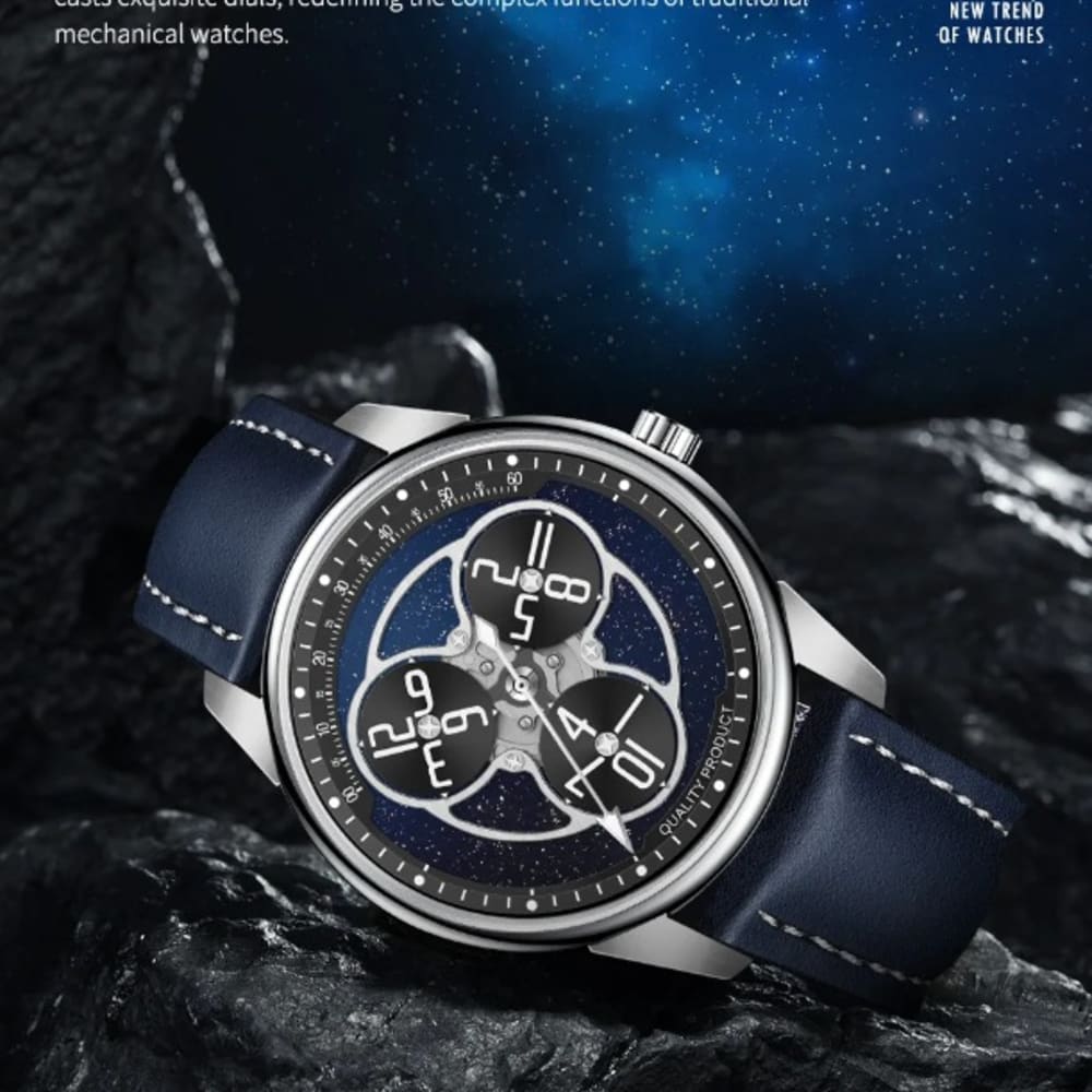 PINDU Designs 2024 New Star Wheel Mechanical Watch Blue Fashion Starry Sky Watch